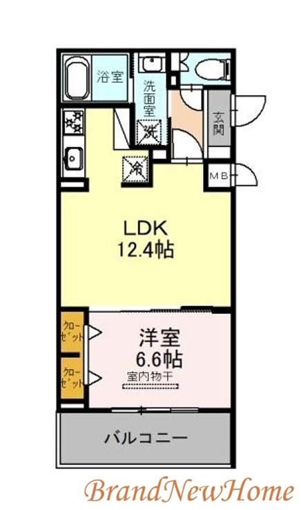 トリニティ三国ヶ丘(1LDK/4階)の間取り写真
