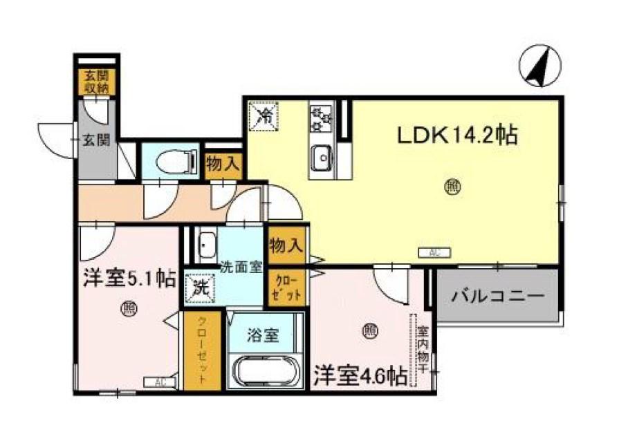 サンパティーク住吉(2LDK/3階)の間取り写真