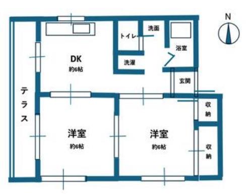 アミニティ塚口(2DK/1階)の間取り写真