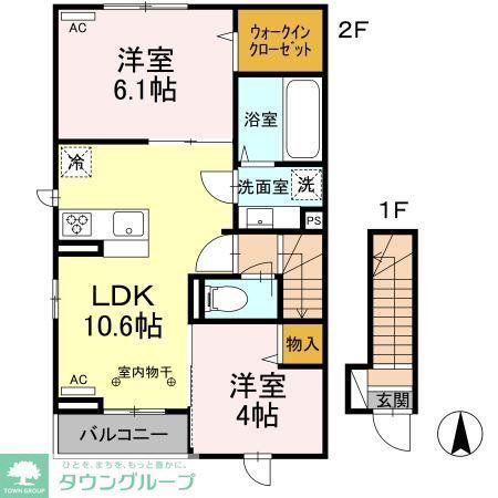 LIBERTE国立(2LDK/2階)の間取り写真