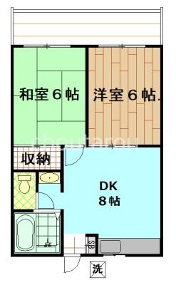 オダカハイム(2DK/1階)の間取り写真