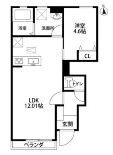リーブルファイン鷹居(1LDK/1階)の間取り写真