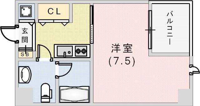 リアンジェ兵庫本町(1K/7階)の間取り写真