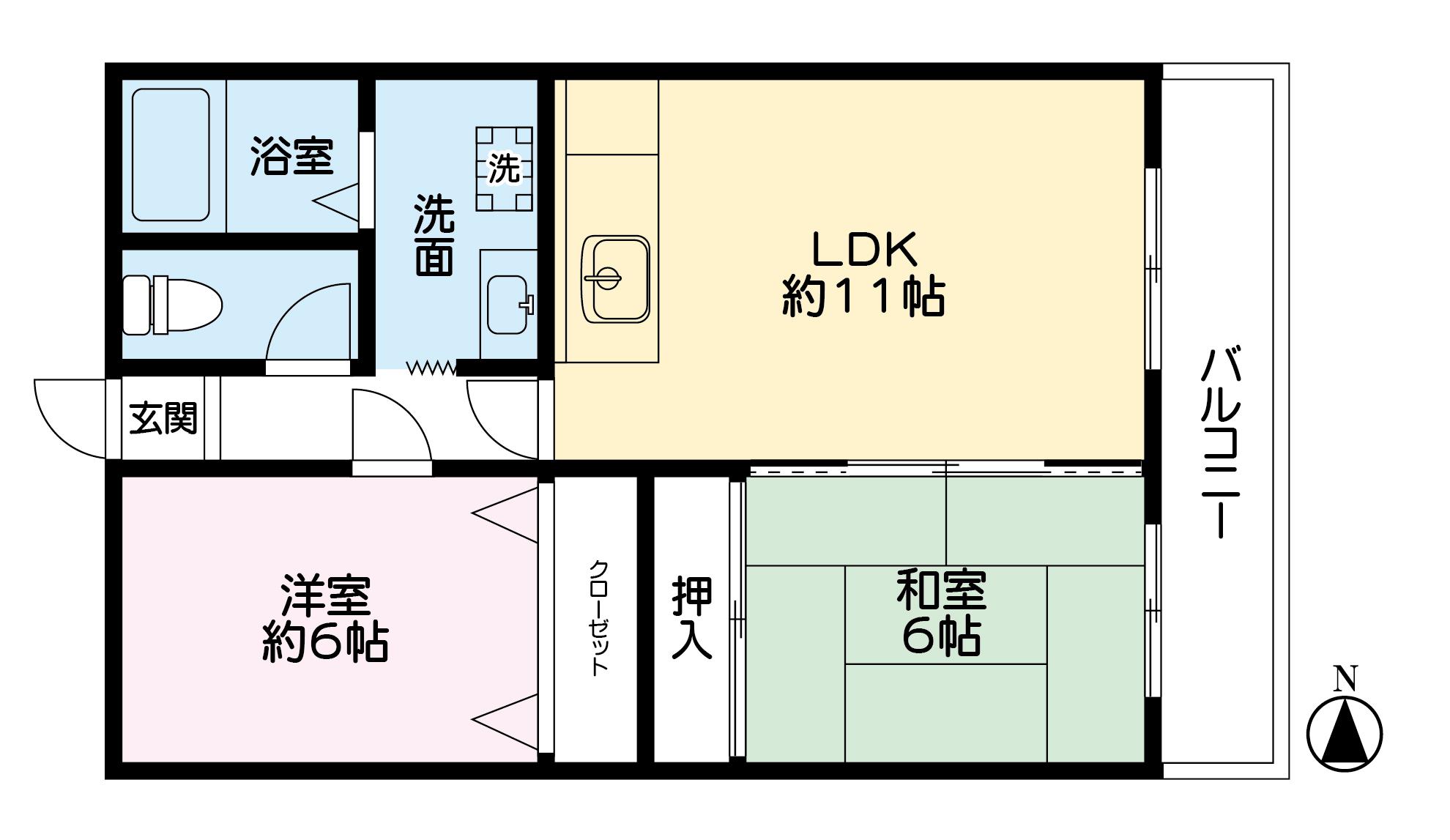 サンゴッド清水(2LDK/1階)の間取り写真