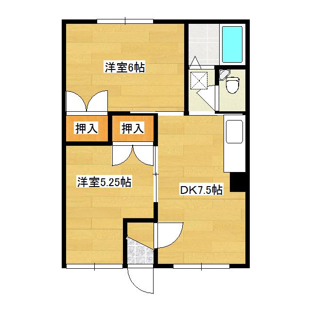 西富5号マンション(2DK/2階)の間取り写真