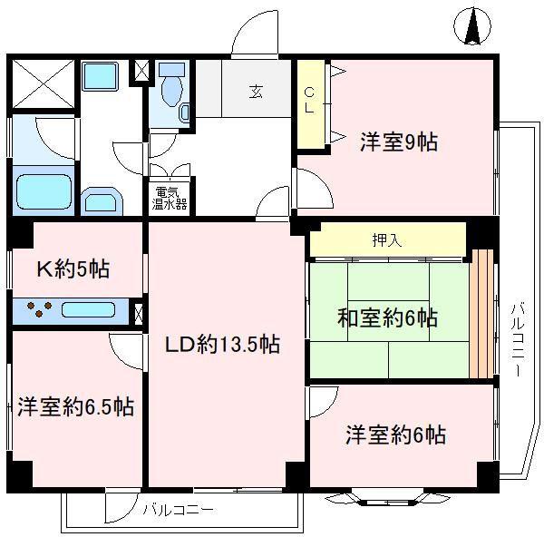 日新けやき台マンション(4LDK/3階)の間取り写真