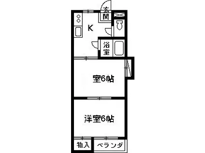 北駅ルーデンス(2K/3階)の間取り写真