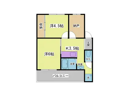 ドミールサニー緑町3号棟(2SK/5階)の間取り写真