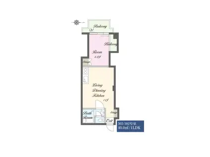 麻布十番ハイツ(1LDK/5階)の間取り写真