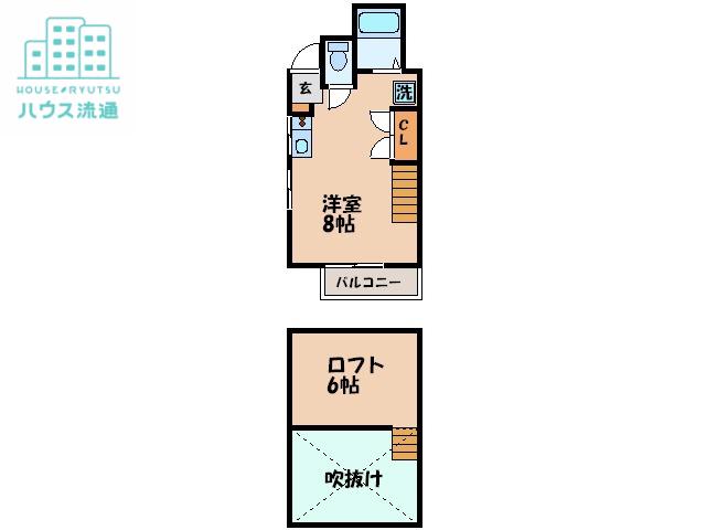 シャル夢V(ワンルーム/2階)の間取り写真
