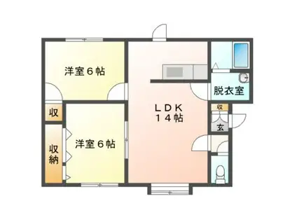 Mハイツ若山2(2LDK/2階)の間取り写真