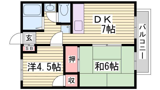 サンシティ下手野(2DK/2階)の間取り写真