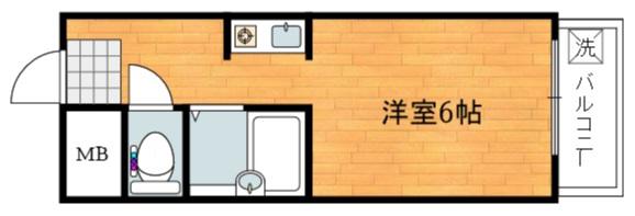 ヴィラにしき(1K/3階)の間取り写真