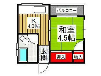 MMコーポ(1DK/2階)の間取り写真