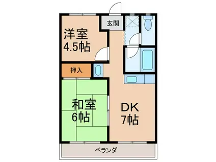 メゾンヨクナァール(2DK/1階)の間取り写真