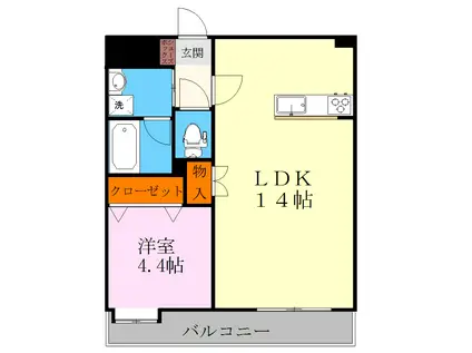 EXCEED出水(1LDK/10階)の間取り写真