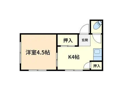 長田荘(ワンルーム/3階)の間取り写真