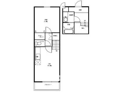 ブルーム浜寺II(1LDK/2階)の間取り写真