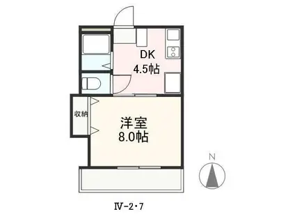 クレイドル安田III・IV(1DK/2階)の間取り写真