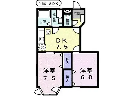 シーパレス南新田(2DK/1階)の間取り写真