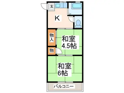 リバーサイドハイツ(2K/1階)の間取り写真