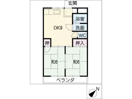 矢田ビル(2DK/4階)の間取り写真