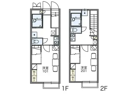 レオパレスFORTUNE(1K/1階)の間取り写真