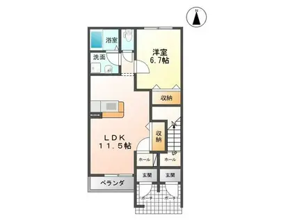 CAPE COD(1LDK/1階)の間取り写真