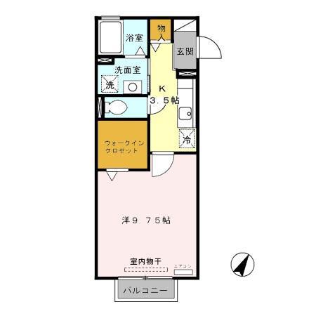 セジュールベル(1K/1階)の間取り写真