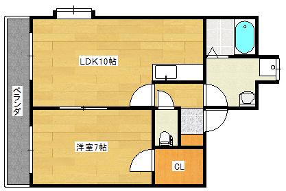 コーポA&H(1LDK/2階)の間取り写真