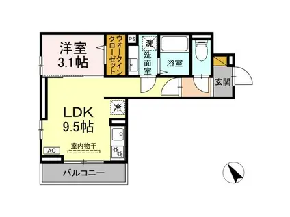 D-ROOM南花園(1LDK/2階)の間取り写真