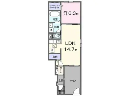 ひだまりガーデンテラスI(1LDK/1階)の間取り写真