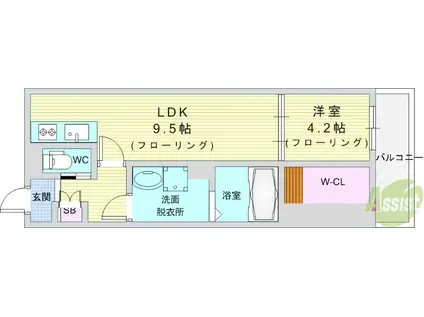 プリヴェ豊中曽根(1LDK/2階)の間取り写真