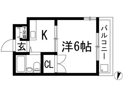 ジョイフル(1K/2階)の間取り写真