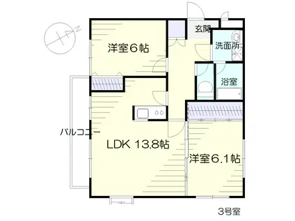 CASA-S(2LDK/2階)の間取り写真