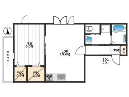 S-COURT OYAGUCHI(1LDK/3階)の間取り写真
