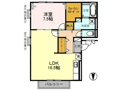 グリーンコート初芝C棟(1LDK/2階)の間取り写真