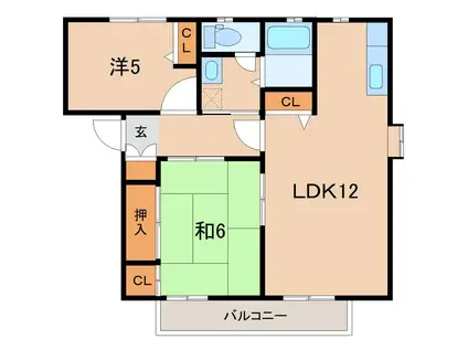 クレアシオンA(2LDK/2階)の間取り写真