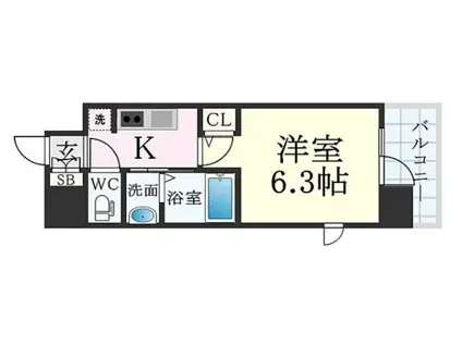 エステムコート神戸ステーションウィズ(1K/8階)の間取り写真