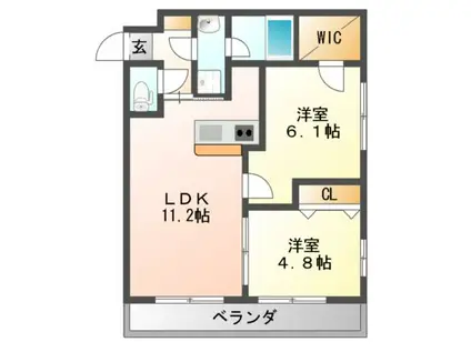 ステラウッド野中II(2LDK/1階)の間取り写真