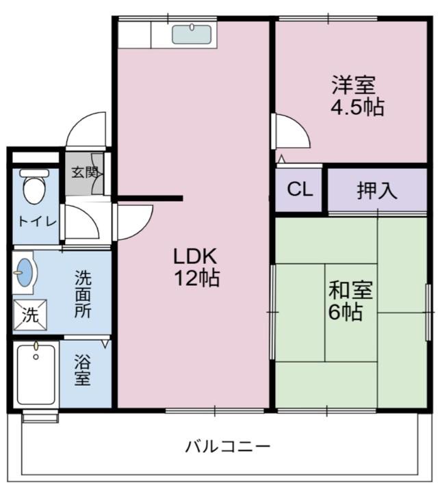 イーグルA棟(2LDK/2階)の間取り写真