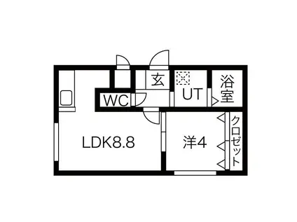 ヴィラ本通南(1LDK/1階)の間取り写真