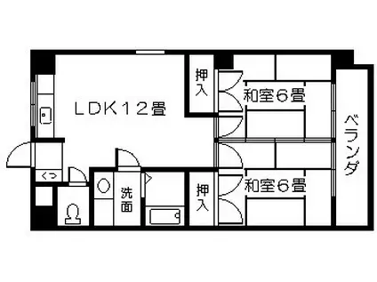 エクセレント中央(2LDK/4階)の間取り写真