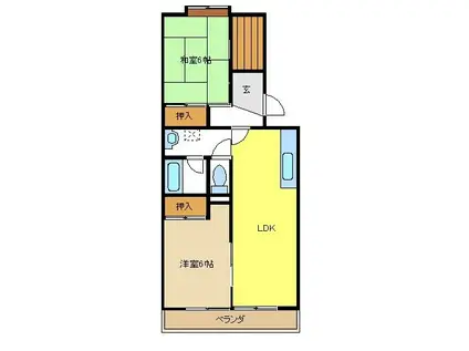 ソレーユ牧の原(2LDK/2階)の間取り写真