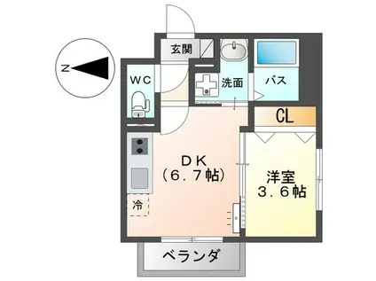 フォルマ日宇那(1DK/3階)の間取り写真