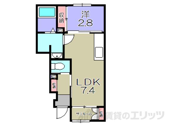 グッドライフステージ札ノ辻(1LDK/1階)の間取り写真
