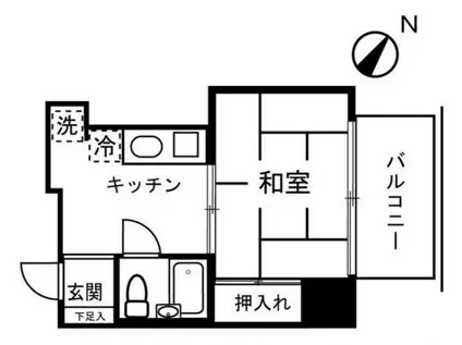 生麦栗山ハイツ(1K/3階)の間取り写真
