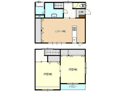 上町ハイツ3号棟(2LDK/1階)の間取り写真