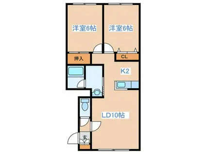メゾンフローラ(2LDK/1階)の間取り写真