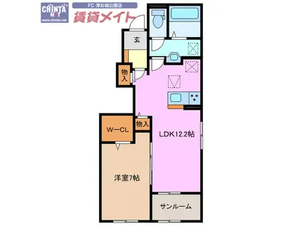 アレグロ ヴィヴァーチェ C(1LDK/1階)の間取り写真